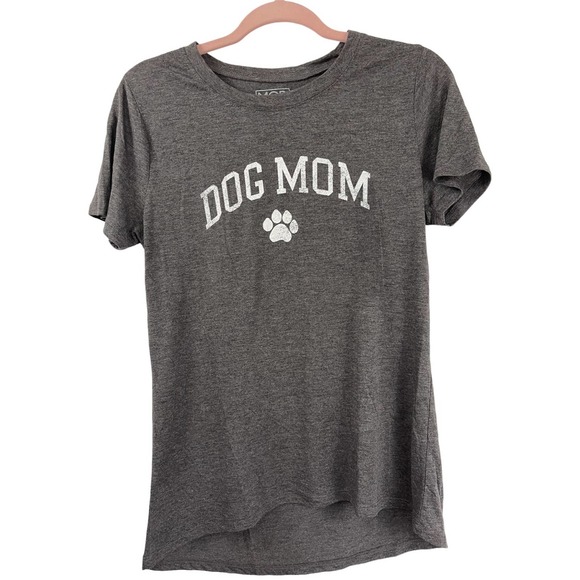 Modern Lux Tops - NWT Modern Lux Soft Flowy Charcoal Grey "DOG MOM" Tee Size Large #4115